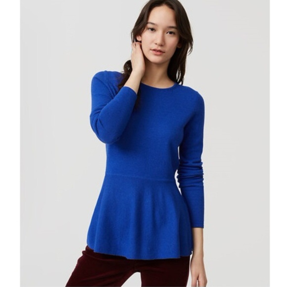 Loft Peplum Royal Blue Sweater Italian Yarn Size M